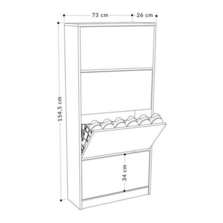 Scarpiera 4 Ante a Ribalta Doppie Legno Rovere Chiaro | BricoShop24