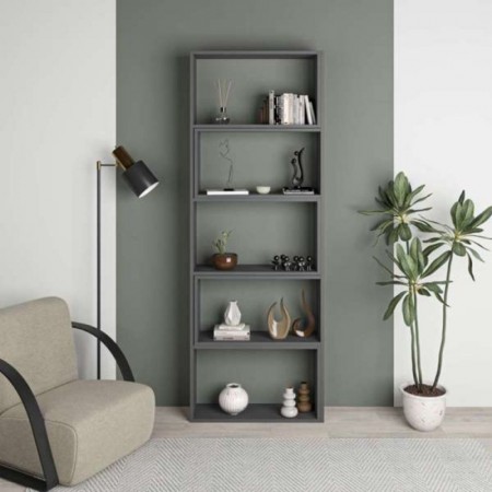 Libreria Antracite Legno Estensibile Moderna Angolare | Bricoshop24