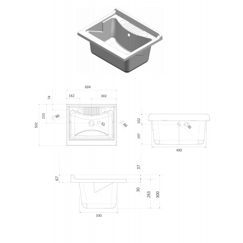 Mobile Lavatoio in Legno da Interno Lavanderia 60x50 Lavandino Pilozzo | Bricoshop24
