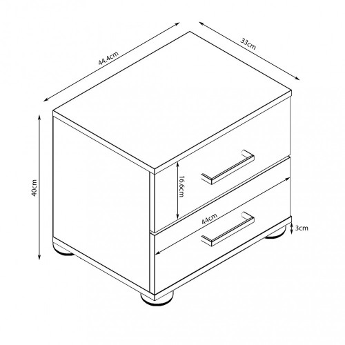 Comodino per Camera da Letto Bianco Salvaspazio Moderno con 2 Cassetti