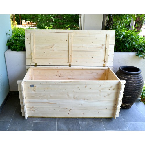 Cassapanca Baule in Legno 130 cm Contenitore Multiuso con Coperchio