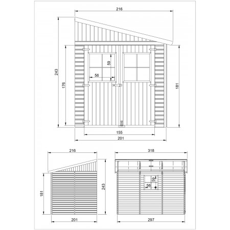 Casetta in Legno da Giardino 3x2 Addossata 3 Pareti 17mm con Pavimento