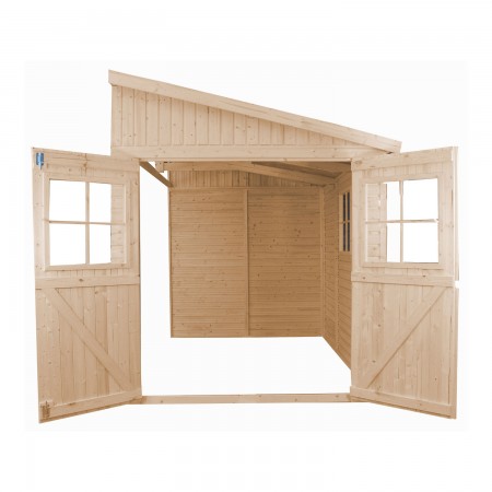 Casetta in Legno da Giardino 3x2 Addossata 3 Pareti 17mm con Pavimento