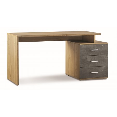 Scrivania 155 cm Noce Nero con Cassettiera Grande Ufficio Cameretta
