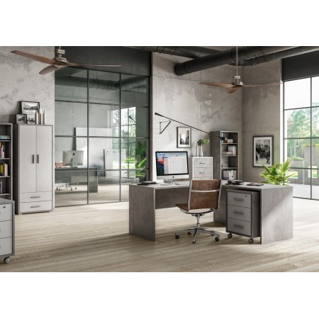 Mobile Scrivania 160x150 cm Sinistra Cemento Moderna ad Angolo Ufficio