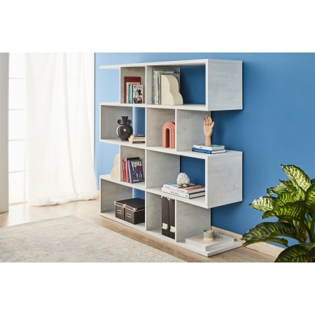 Libreria Modulare Cemento Bianco Moderna Mensole Scaffale Ufficio Studio