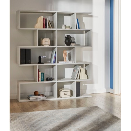Libreria Modulare Cemento Bianco Giorno Moderna Mensole Scaffale Ufficio