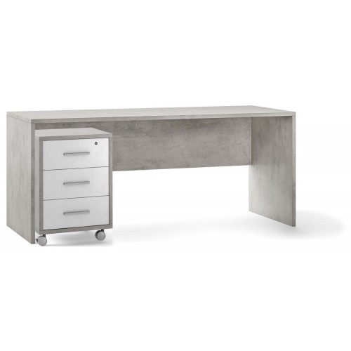 Tavolo Kit Scrivania 160 cm Cemento Moderna da Ufficio Cameretta Porta Pc