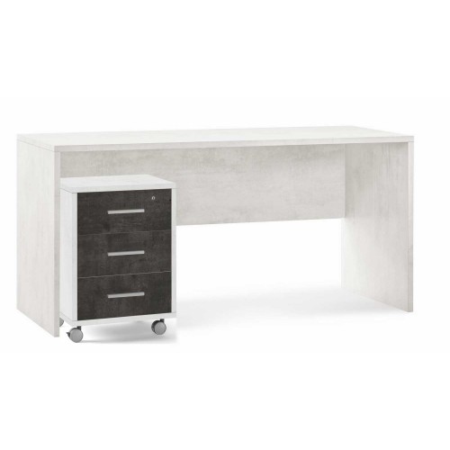 Cassettiera da Scrivania Ruote Bianco Nero 3 Cassetti con Chiave Ufficio