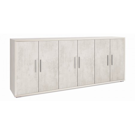 Credenza Armadio Basso Legno Mobile 200 Bianco Ripiani TV Moderno