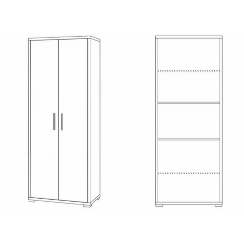 Armadio 2 Ante Noce 180 cm Ufficio Mobile Ripiani Scaffali Cameretta