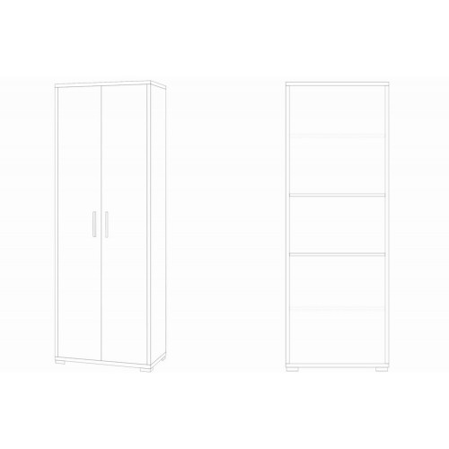 Armadio in Legno 2 Ante 200 Bianco Nero Multiuso Ufficio Mobile Camera
