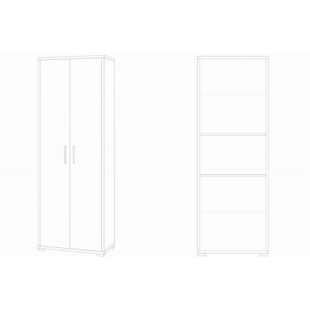Armadio in Legno 2 Ante 200 Bianco Nero Multiuso Ufficio Mobile Camera