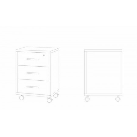 Cassettiera Ruote Noce 3 Cassetti con Chiave da Scrivania Ufficio Legno