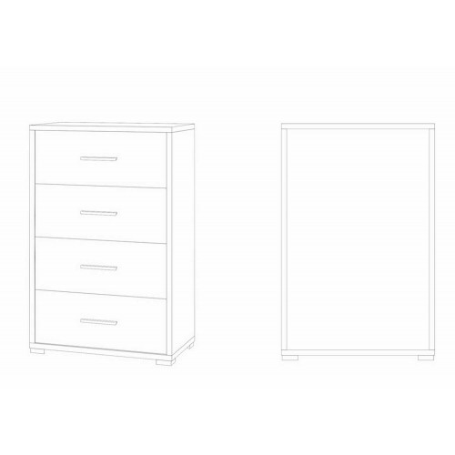 Cassettiera Como Bianco Noce Mobile 4 Cassetti da Ufficio Camera Legno