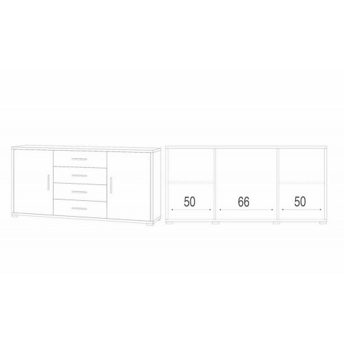 Credenza Noce Nero Mobile 2 Ante 4 Cassetti Contenitore Buffet Tv Soggiorno