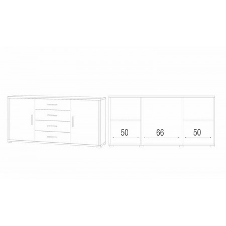 Credenza Noce Nero Mobile 2 Ante 4 Cassetti Contenitore Buffet Tv Soggiorno