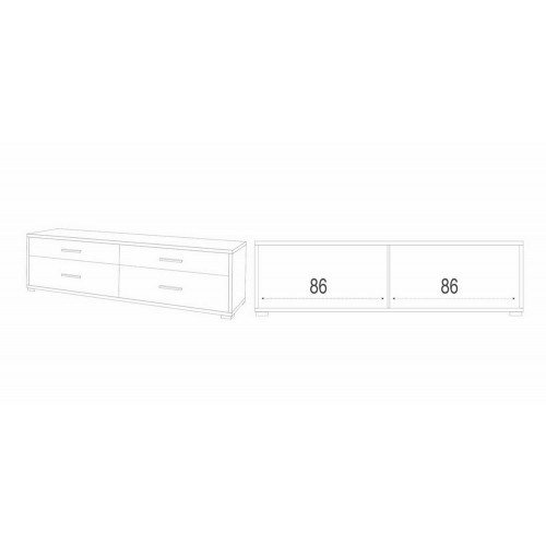 Mobile TV 4 Cassetti Moderno Credenza 180 Bianco Noce Cassettiera Legno