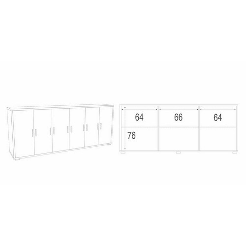 Credenza Armadio Basso Legno Mobile 200 Bianco Ripiani TV Moderno