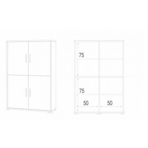 Mobile Legno Credenza 4 Ante Noce Ripiani Armadio da Ufficio Soggiorno 2