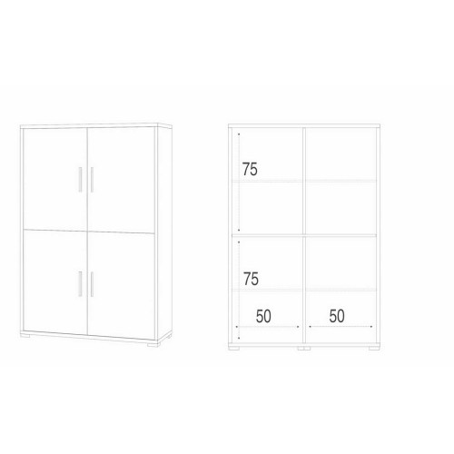 Mobile Credenza 4 Ante Armadio Noce Nero con Ripiani da Ufficio Soggiorno