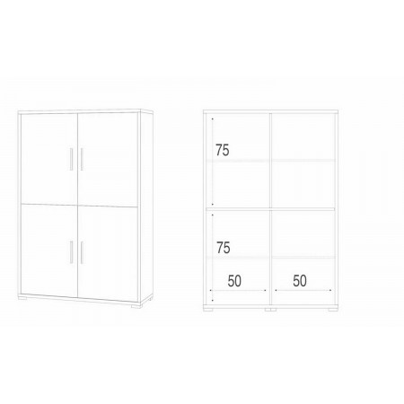 Armadio Noce Bianco Mobile Credenza 4 Ante con Ripiani Ufficio Soggiorno