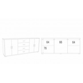 Credenza Armadio 200 cm Bianco Noce 4 Ante 4 Cassetti Basso in Legno Tv 2
