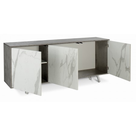 Mobile Armadio 3 Ante Grigio Cemento Marmo Contenitore Soggiorno Credenza