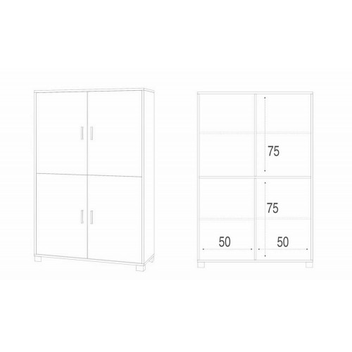 Credenza 4 Ante Armadio Bianco Cemento Mobile Buffet Ripiani Dispensa