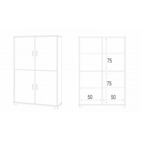 Madia Armadio Noce Bianco Lucido Mobile Credenza 4 Ante Buffet Soggiorno