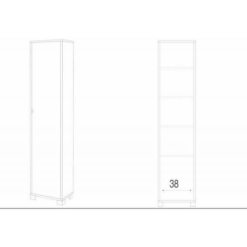 Mobile Armadio 1 Anta 190 Cemento Bianco Ufficio Multiuso Colonna Bagno