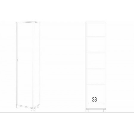 Mobile Armadio 1 Anta 190 Cemento Bianco Ufficio Multiuso Colonna Bagno