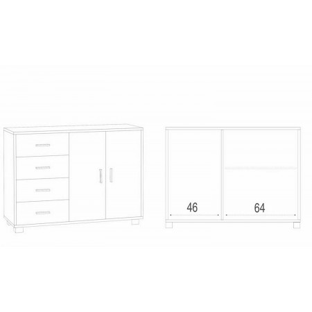 Madia Olmo Credenza Bassa Mobile 2 Ante 4 Cassetti Contenitore Salone