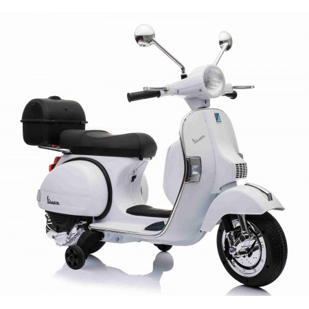 Piaggio Vespa PX 150 Bianca Moto Elettrica da Bambini Batteria 12 V