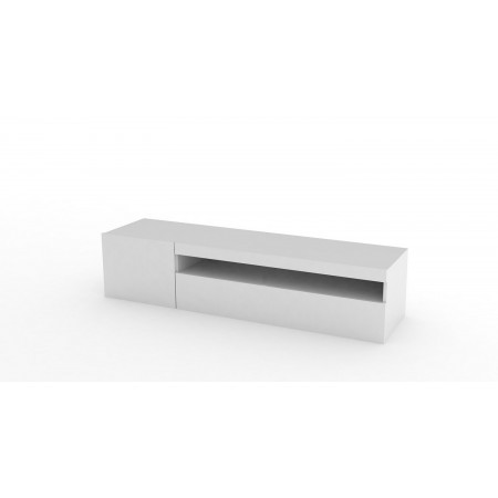 Mobile Bianco Moderno Porta TV 155 Basso Soggiorno con Anta Ribalta Legno