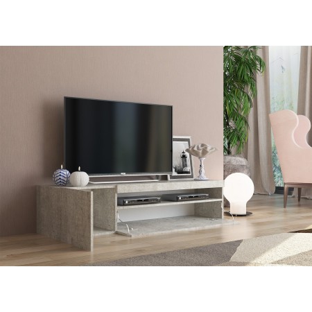 Mobile Moderno Porta TV Cemento 150 Basso Soggiorno con Anta Ribalta Legno