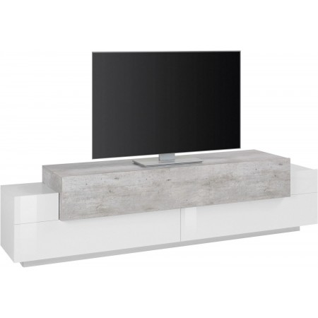 Credenza con Ante a Ribalta 200 Porta TV Bianco Cemento Basso Soggiorno