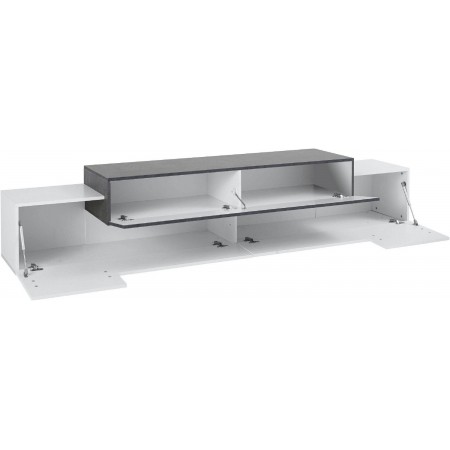 Mobile Bianco Grigio Basso con Ante a Ribalta 240 cm Porta TV Credenza