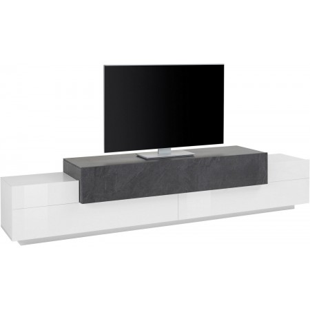 Mobile Bianco Grigio Basso con Ante a Ribalta 240 cm Porta TV Credenza