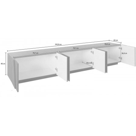 Mobile Moderno 240 Basso Porta TV Ardesia Soggiorno Anta Battente Credenza