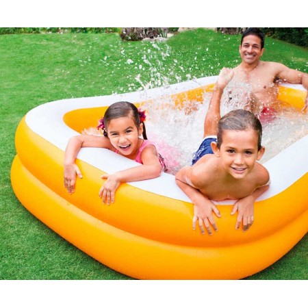 Piscina Anelli Gonfiabile Estate Rettangolare per Famiglia Fuori Terra