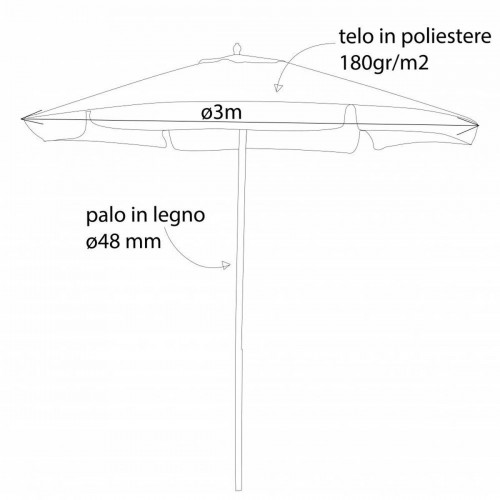 Ombrellone Tondo Avorio 3 Mt Telo Ombra Tavolo Giardino Palo Centrale