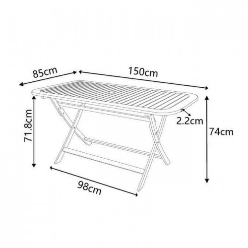 Tavolo Pieghevole Legno Rettangolare 150x80 da Balcone Giardino Esterno