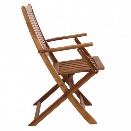 Set 2 Sedie con Braccioli Pieghevoli Poltrona in Legno di Acacia Giardino