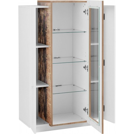 Vetrina Bianco e Acero con 3 Ante Mobile Moderno Credenza da Ingresso