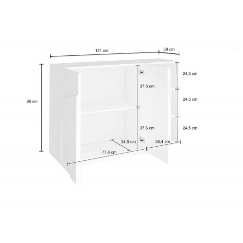 Credenza con 3 Ante Mobile Cemento Moderno per Soggiorno 120 cm Basso