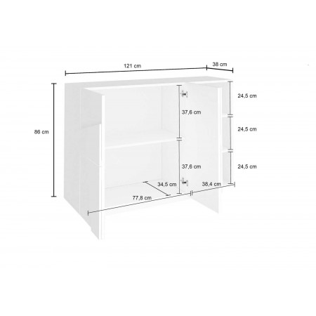 Credenza con 3 Ante Mobile Cemento Moderno per Soggiorno 120 cm Basso