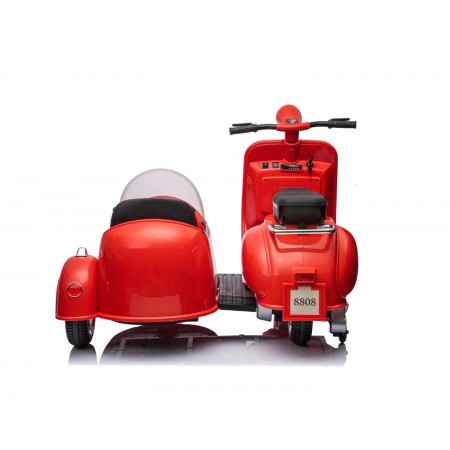 Piaggio Vespa con Sidecar Rosso Moto Elettrica da Bambini a Batteria 12 V