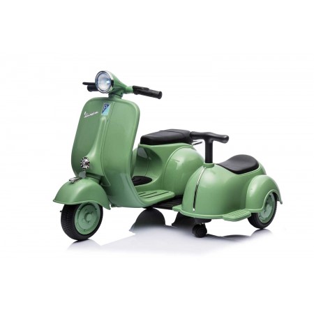 Piaggio Vespa Mini Verde a Batteria 6 V con Sidecar Elettrica da Bambini