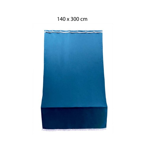 Tenda Blu Parasole 140x300 a Soffitto con Anelli per Terrazzo Ombreggiante